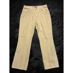 Lauren Ralph Lauren Bootcut Embroidered Lace Cream Denim Jeans Size 10P Womens
